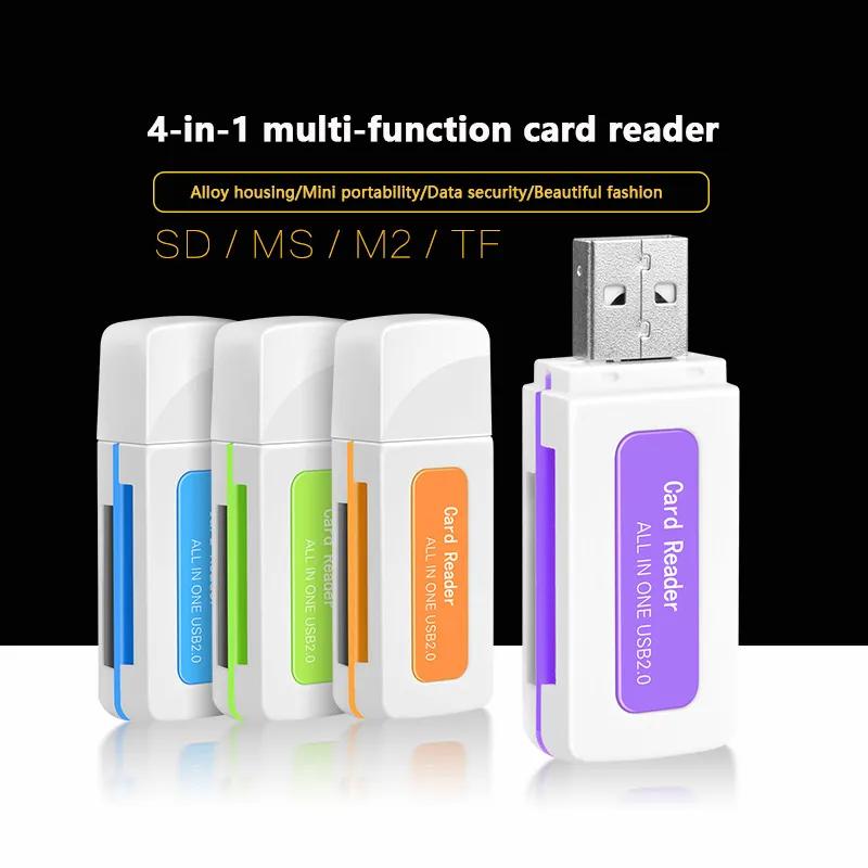 제이드 멀티 인 원 카드 리더, 다양한 메모리 카드용 고속 멀티 컬러 지지대, SD/MMC TF MS M2, 1 개